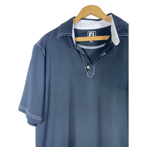 Footjoy Large Polo Shirt Black Textured Belmar Golf Club Norman Oklahoma Mens - Picture 2 of 8